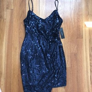 Lulus Navy Blue Sequin Bodycon Mini Dress